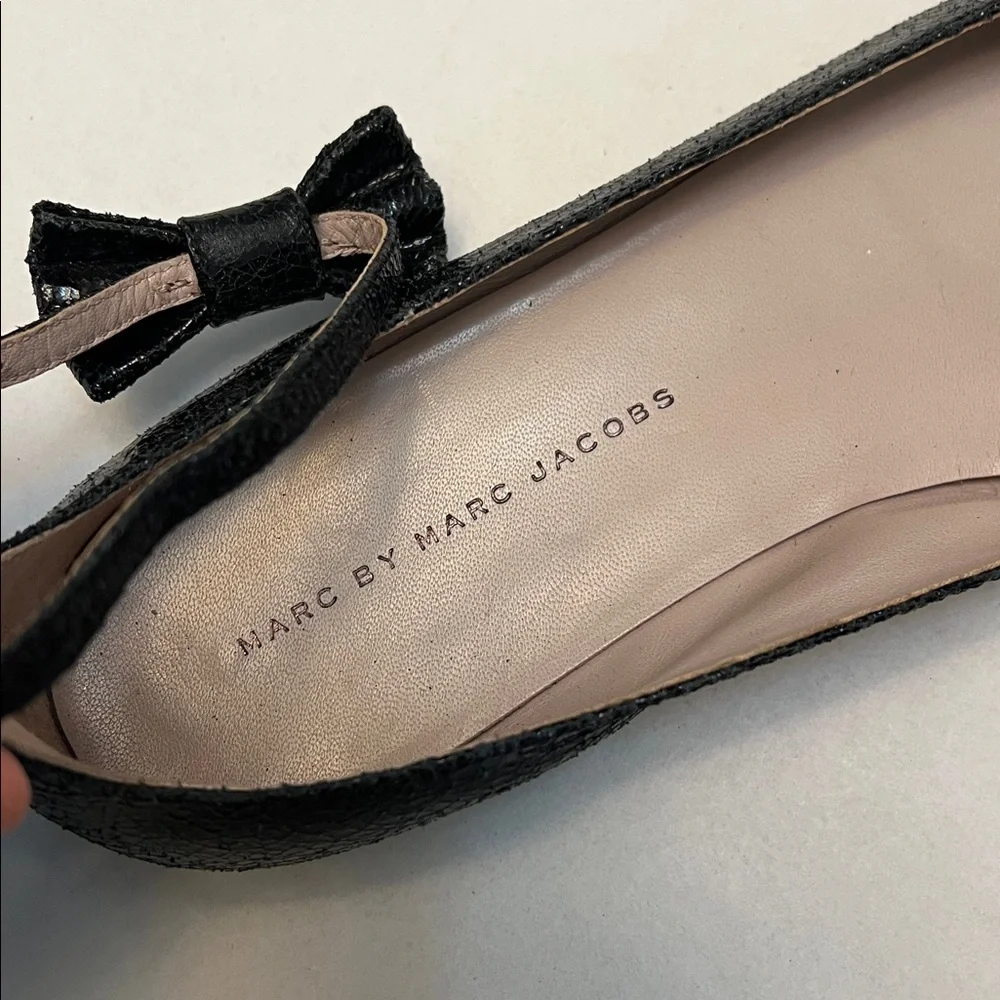 MARC BY MARC JACOBS BALLERINAS WITH BOW BLACK PATENT LEATHER SIZE 40=10 - Picture 6 of 14